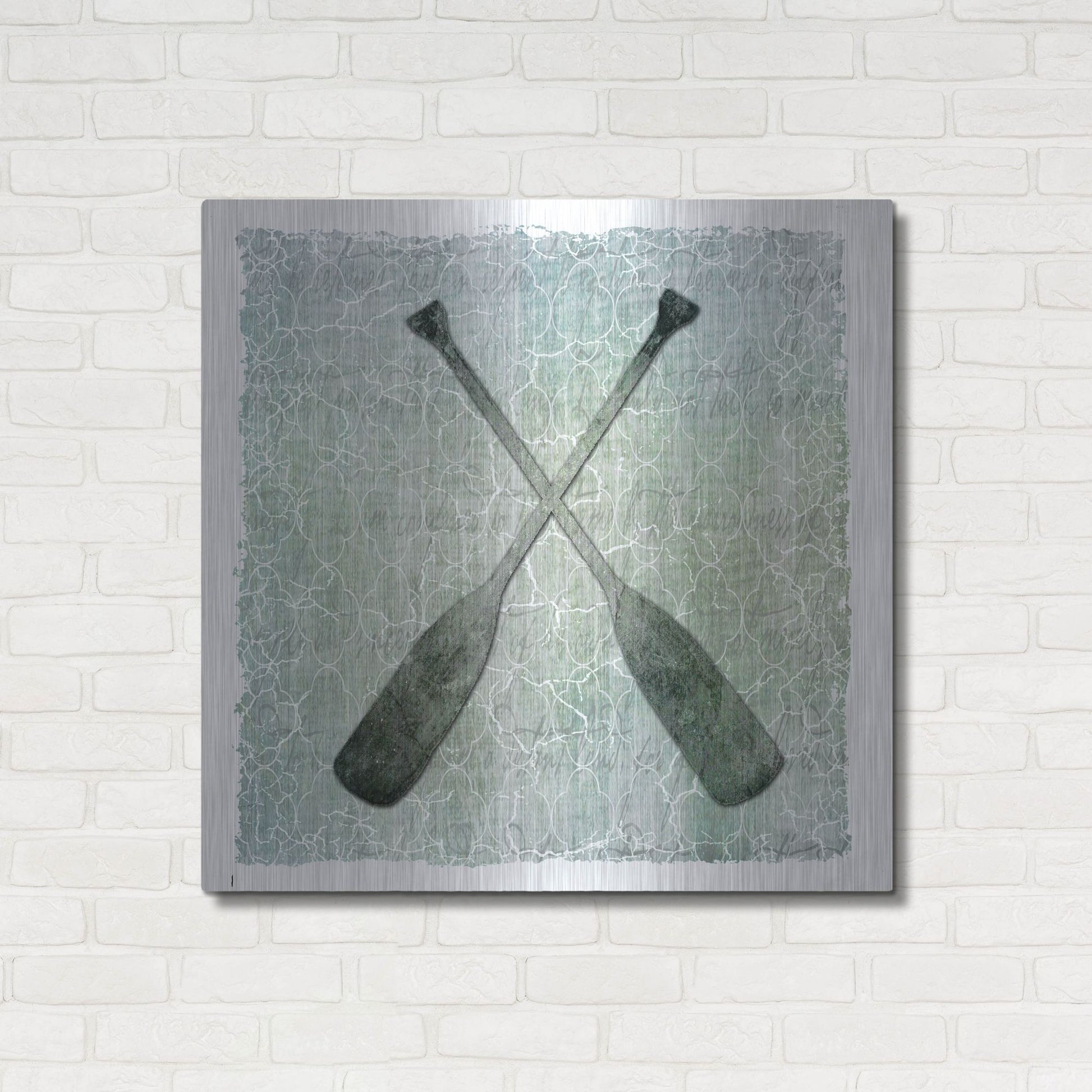 Luxe Metal Art 'Life Is Better At The Lake Oars 2' by Lightbox Journal, Metal Wall Art,36x36