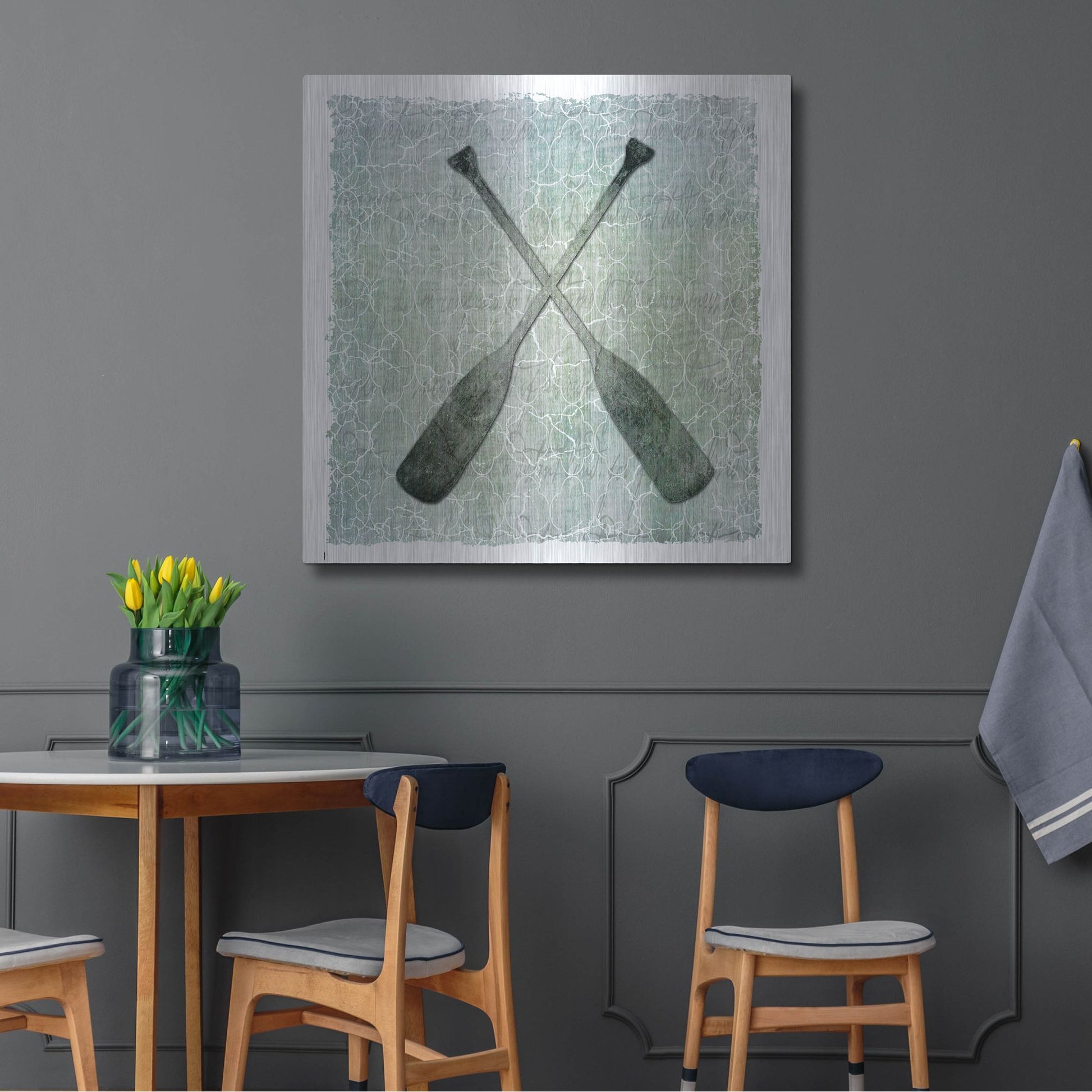 Luxe Metal Art 'Life Is Better At The Lake Oars 2' by Lightbox Journal, Metal Wall Art,36x36