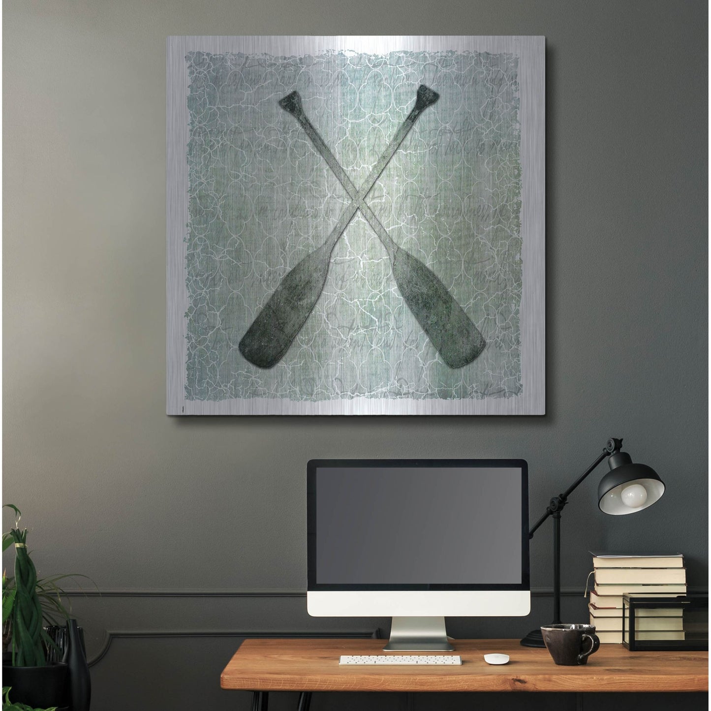 Luxe Metal Art 'Life Is Better At The Lake Oars 2' by Lightbox Journal, Metal Wall Art,36x36