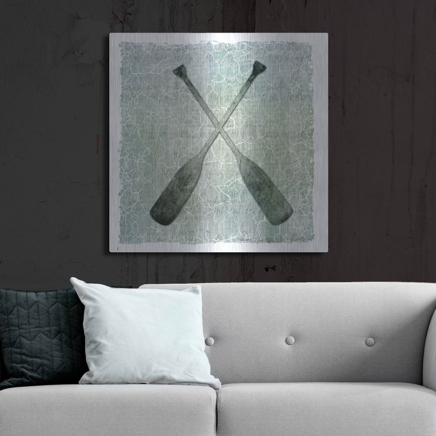 Luxe Metal Art 'Life Is Better At The Lake Oars 2' by Lightbox Journal, Metal Wall Art,36x36
