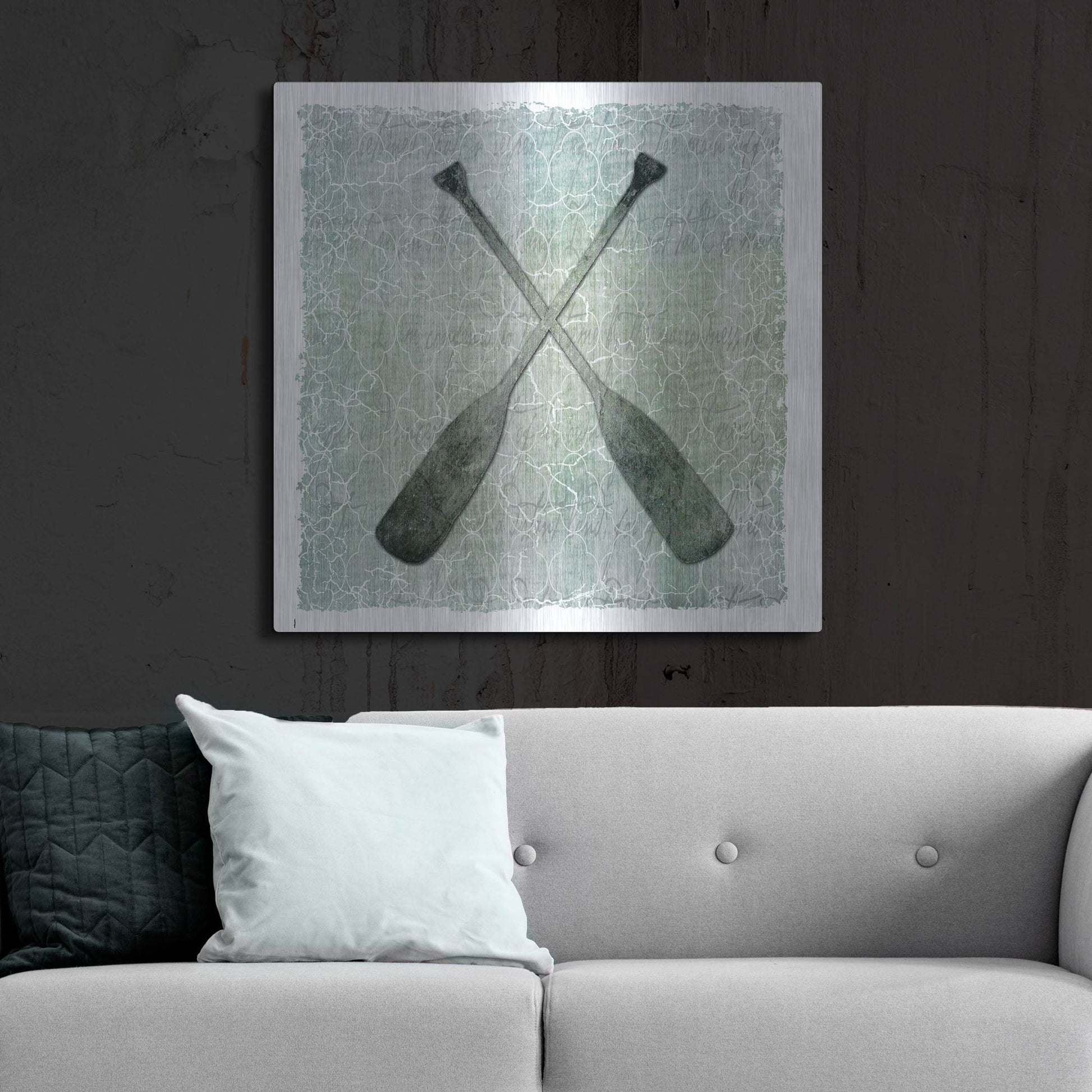 Luxe Metal Art 'Life Is Better At The Lake Oars 2' by Lightbox Journal, Metal Wall Art,36x36