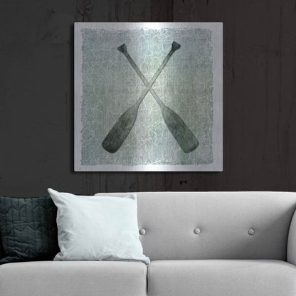 Luxe Metal Art 'Life Is Better At The Lake Oars 2' by Lightbox Journal, Metal Wall Art,36x36