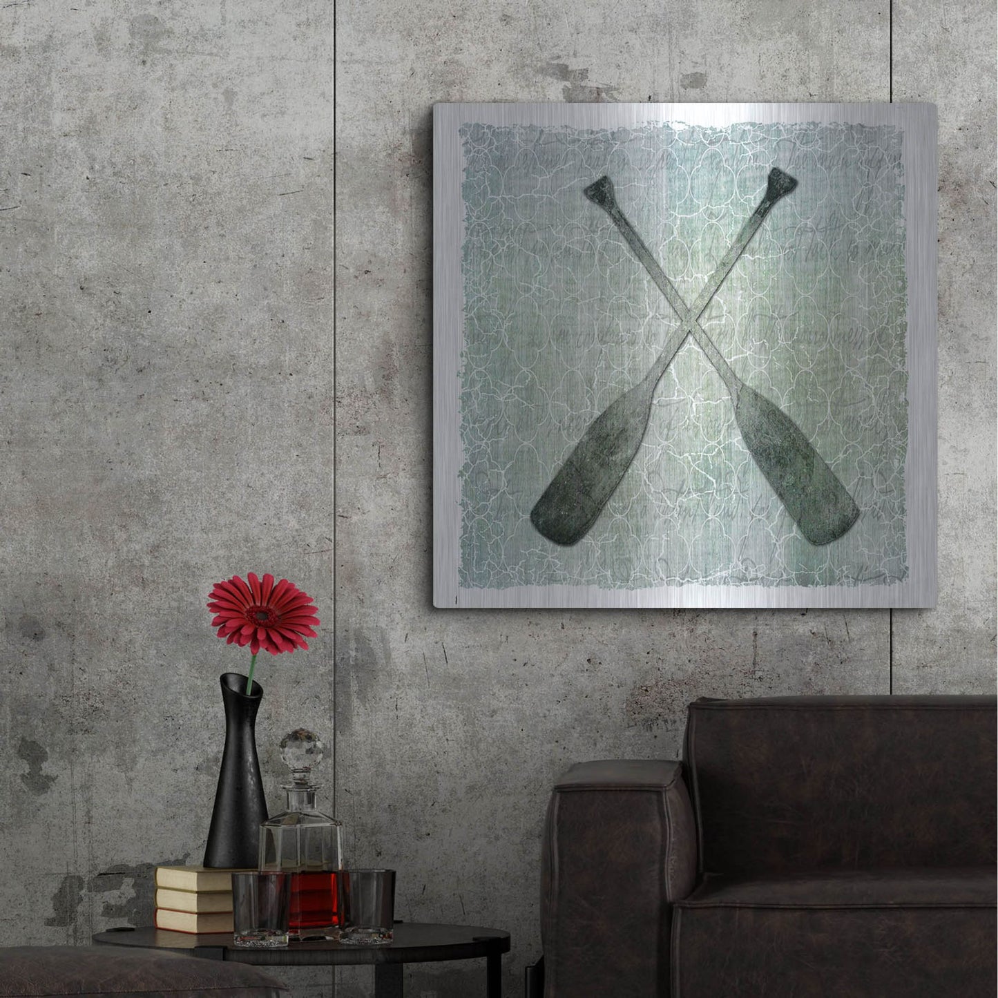 Luxe Metal Art 'Life Is Better At The Lake Oars 2' by Lightbox Journal, Metal Wall Art,36x36