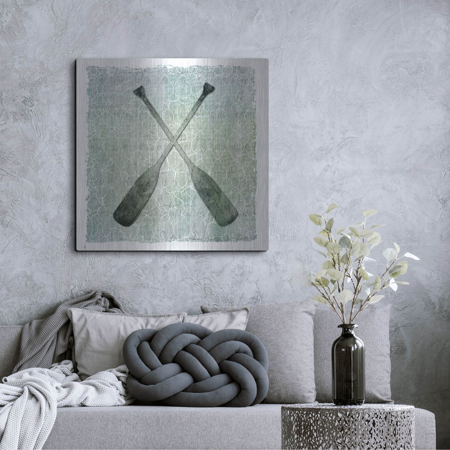 Luxe Metal Art 'Life Is Better At The Lake Oars 2' by Lightbox Journal, Metal Wall Art,36x36