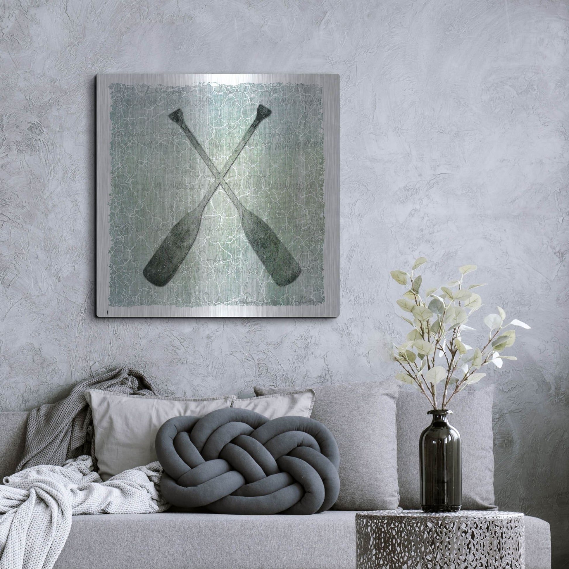 Luxe Metal Art 'Life Is Better At The Lake Oars 2' by Lightbox Journal, Metal Wall Art,36x36