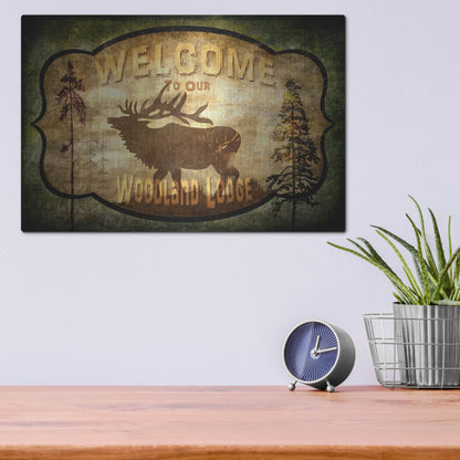 Luxe Metal Art 'Welcome Lodge Elk' by Lightbox Journal, Metal Wall Art,16x12