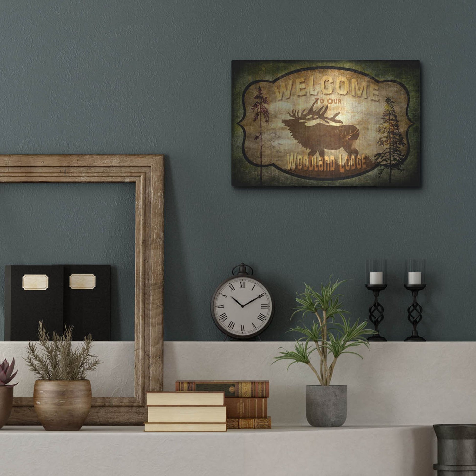 Luxe Metal Art 'Welcome Lodge Elk' by Lightbox Journal, Metal Wall Art,16x12