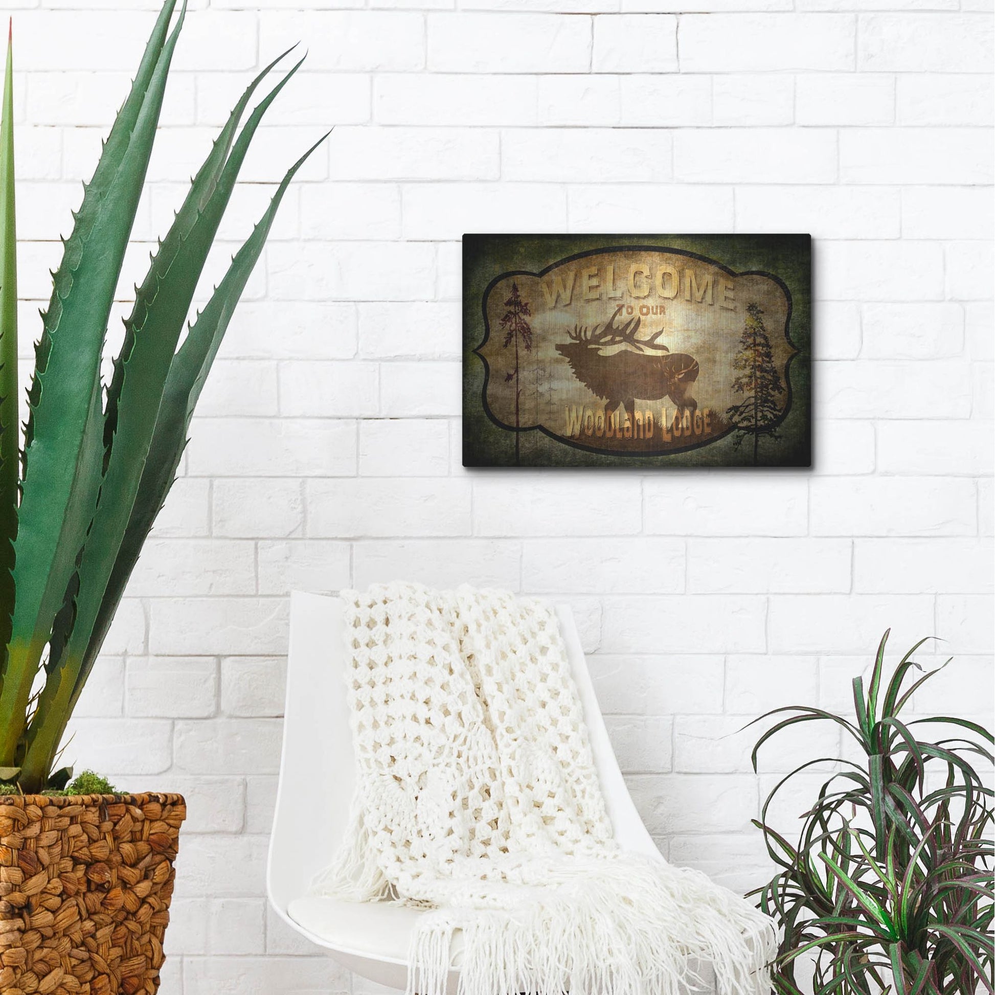 Luxe Metal Art 'Welcome Lodge Elk' by Lightbox Journal, Metal Wall Art,16x12
