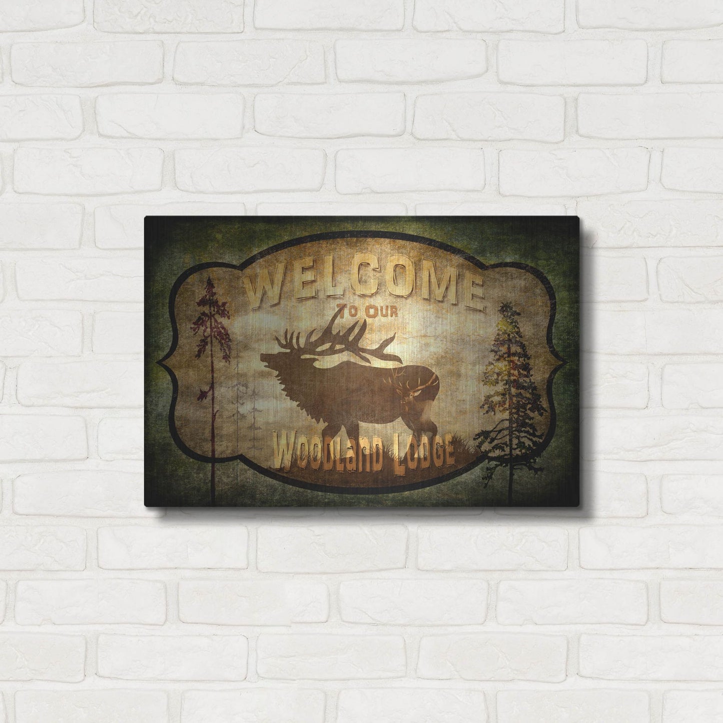 Luxe Metal Art 'Welcome Lodge Elk' by Lightbox Journal, Metal Wall Art,24x16