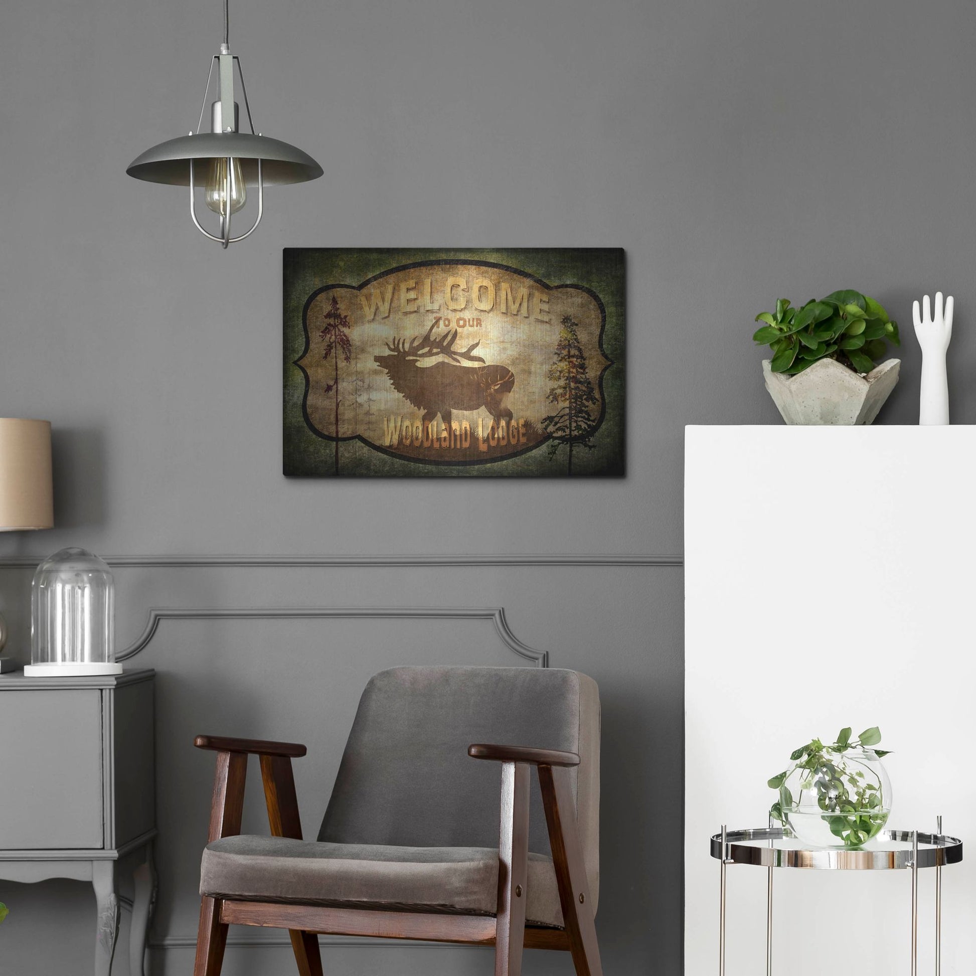 Luxe Metal Art 'Welcome Lodge Elk' by Lightbox Journal, Metal Wall Art,24x16