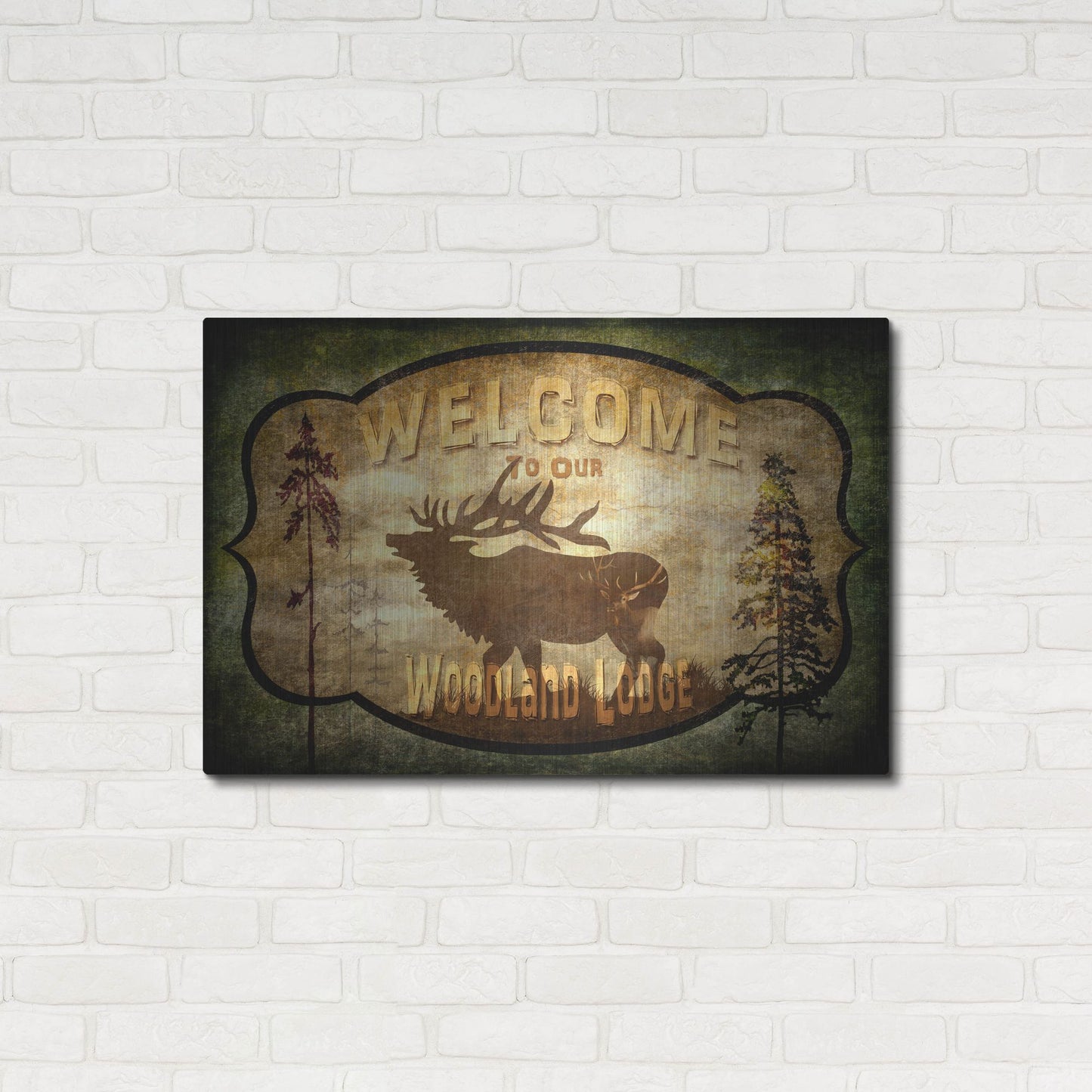 Luxe Metal Art 'Welcome Lodge Elk' by Lightbox Journal, Metal Wall Art,36x24