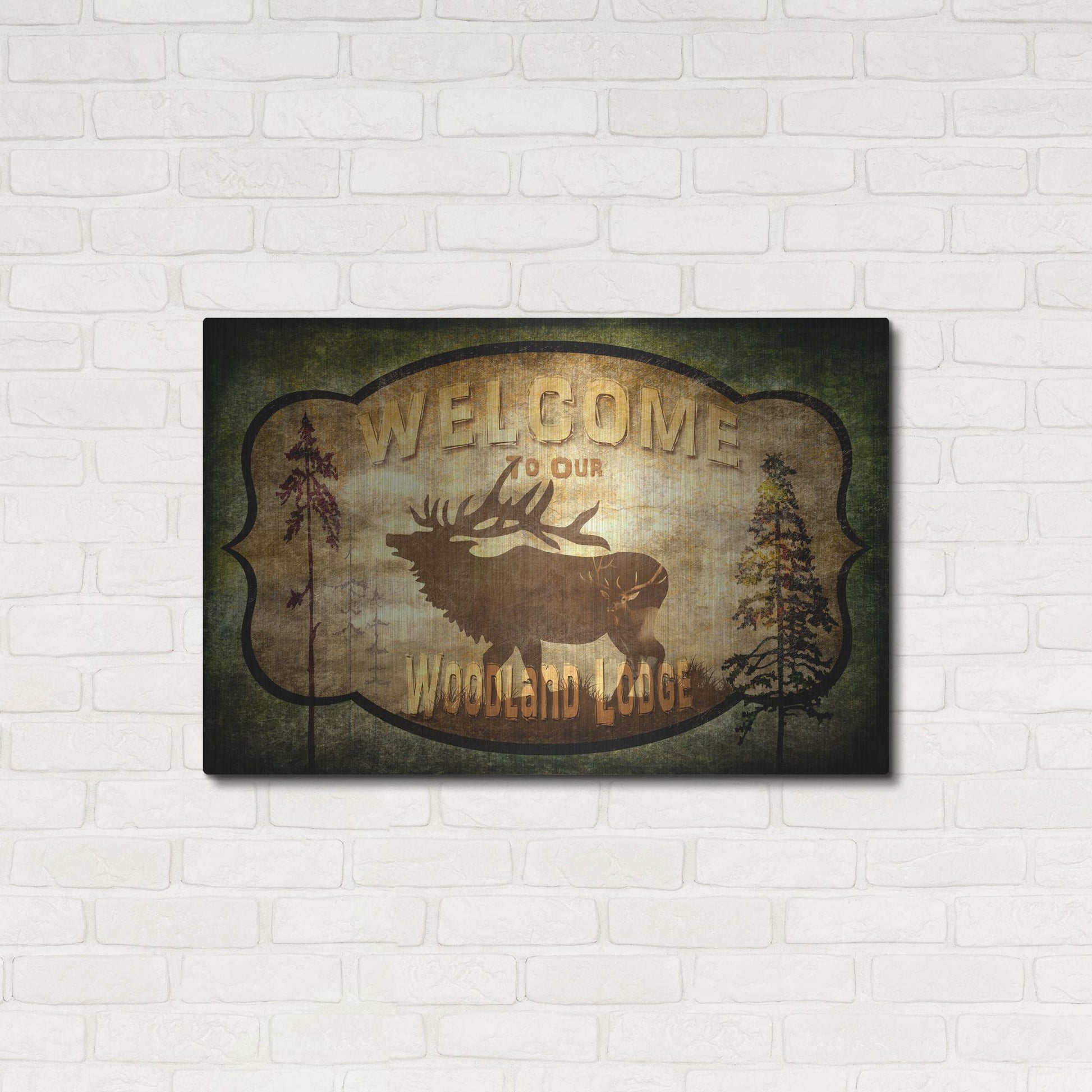 Luxe Metal Art 'Welcome Lodge Elk' by Lightbox Journal, Metal Wall Art,36x24
