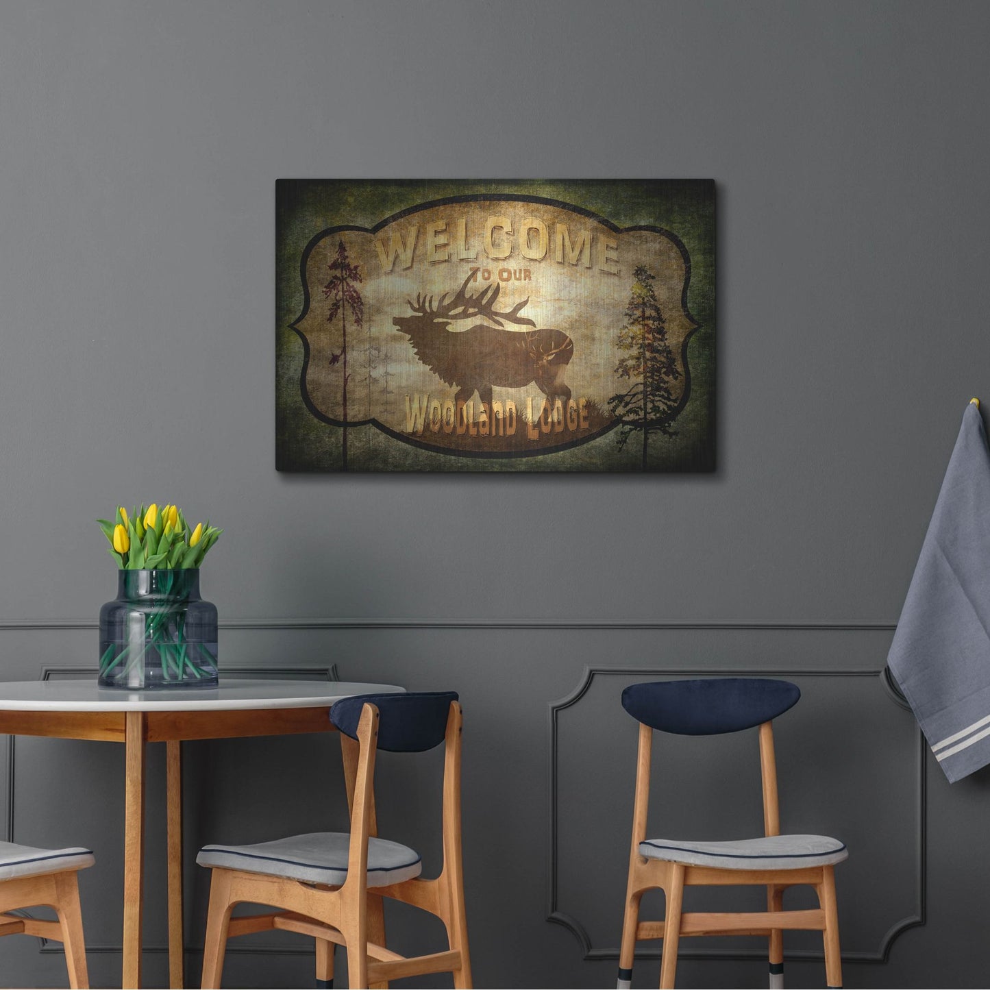 Luxe Metal Art 'Welcome Lodge Elk' by Lightbox Journal, Metal Wall Art,36x24
