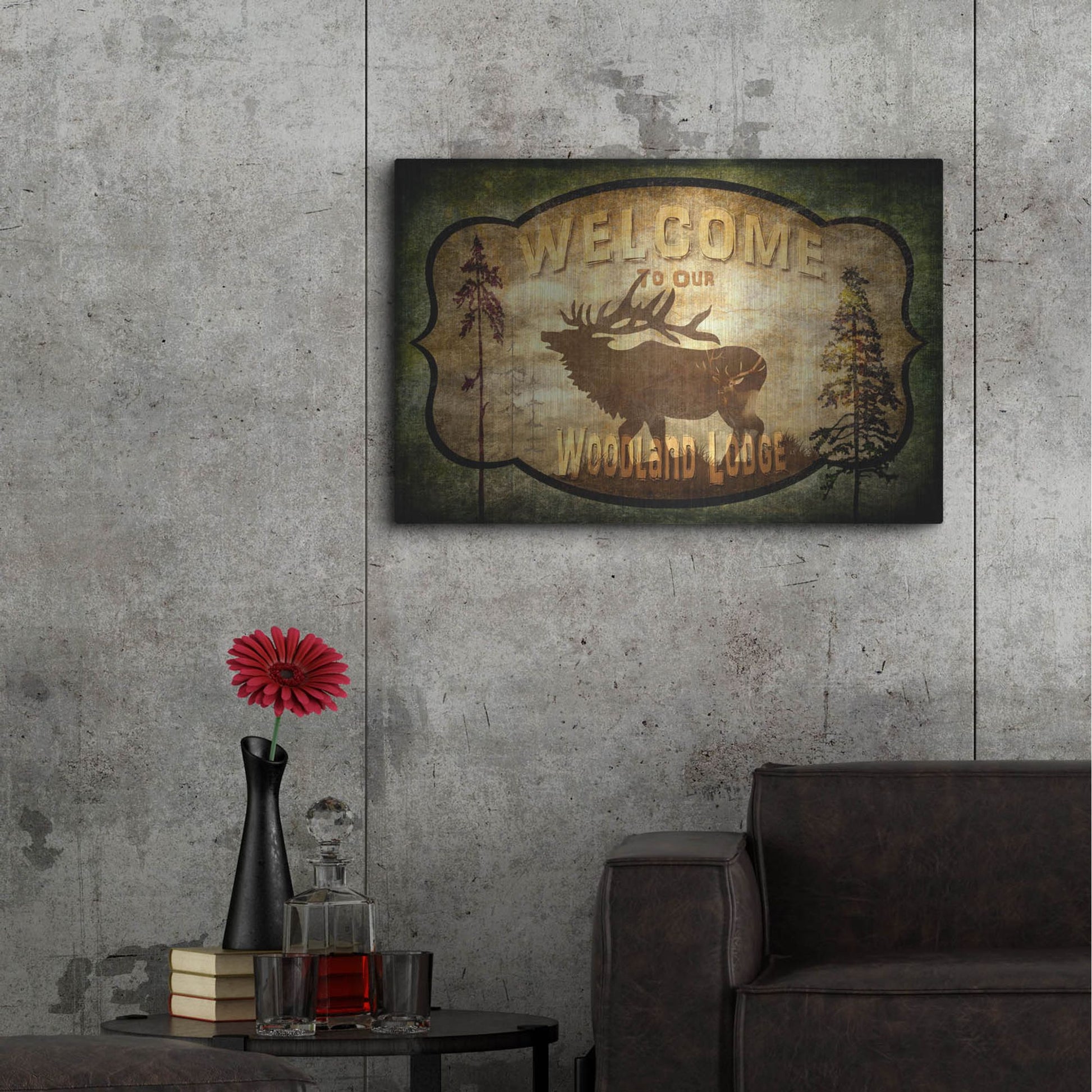 Luxe Metal Art 'Welcome Lodge Elk' by Lightbox Journal, Metal Wall Art,36x24