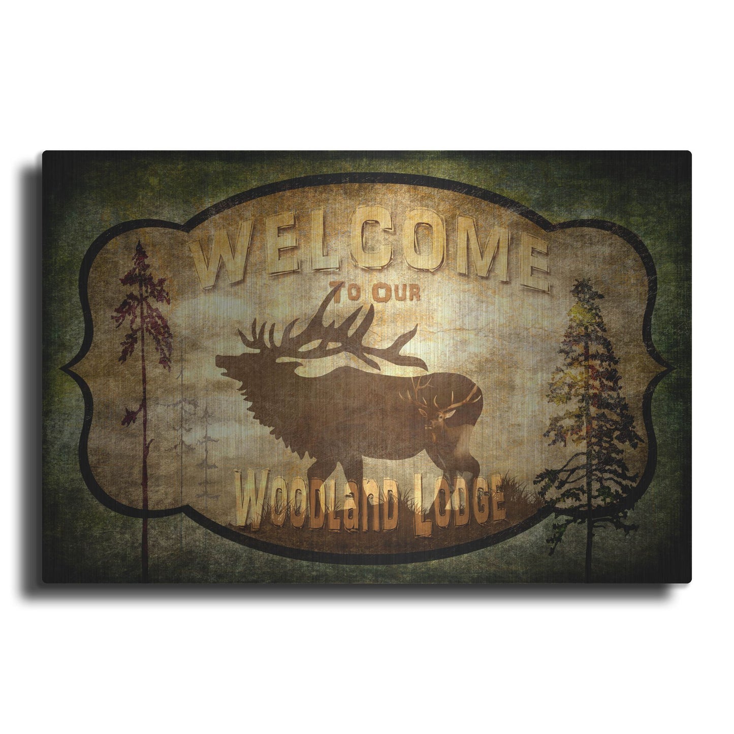 Luxe Metal Art 'Welcome Lodge Elk' by Lightbox Journal, Metal Wall Art