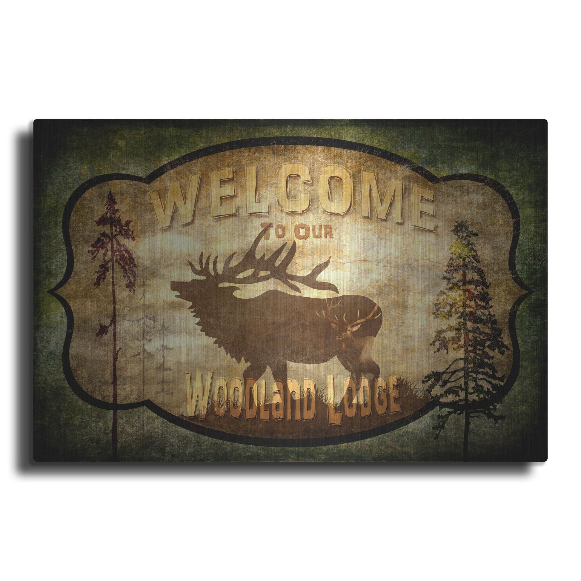 Luxe Metal Art 'Welcome Lodge Elk' by Lightbox Journal, Metal Wall Art