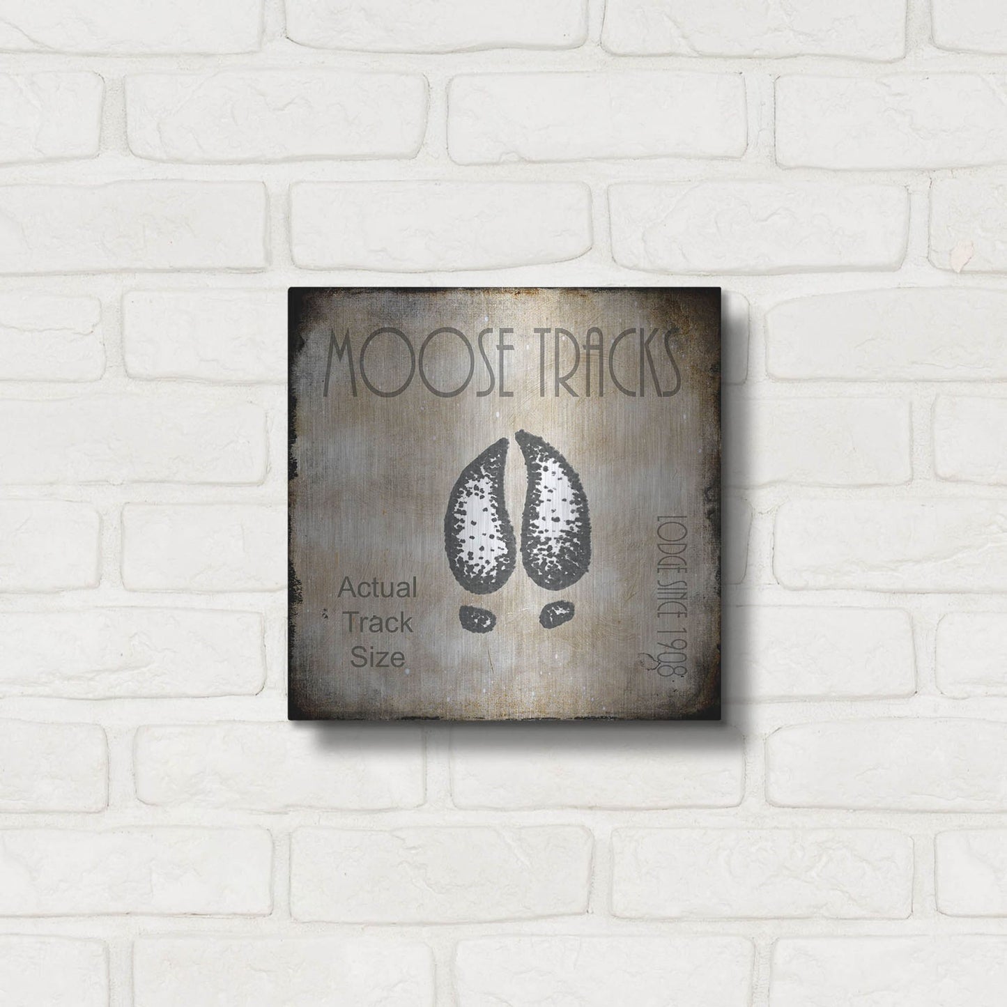 Luxe Metal Art 'Moose Lodge 2 - Moose Tracks 2' by Lightbox Journal, Metal Wall Art,12x12