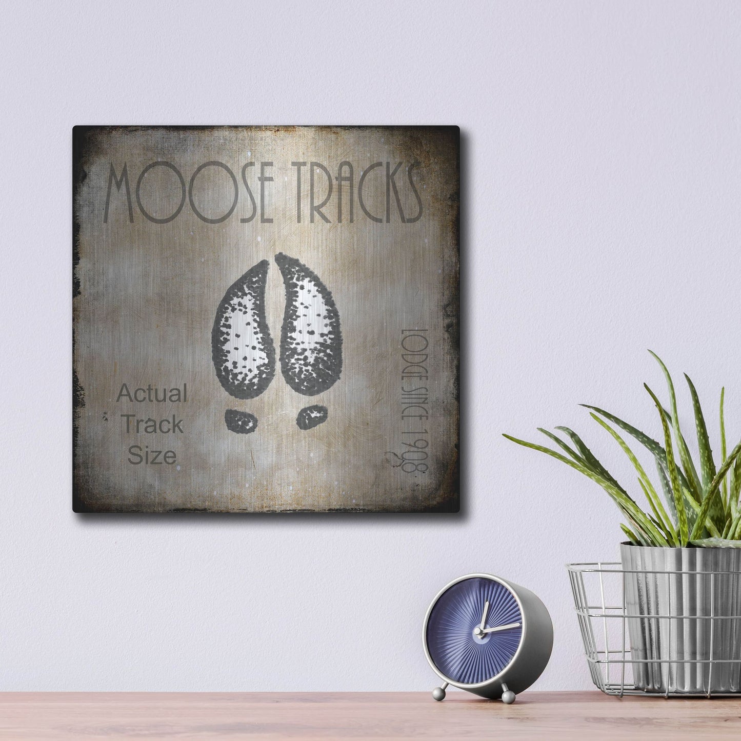 Luxe Metal Art 'Moose Lodge 2 - Moose Tracks 2' by Lightbox Journal, Metal Wall Art,12x12