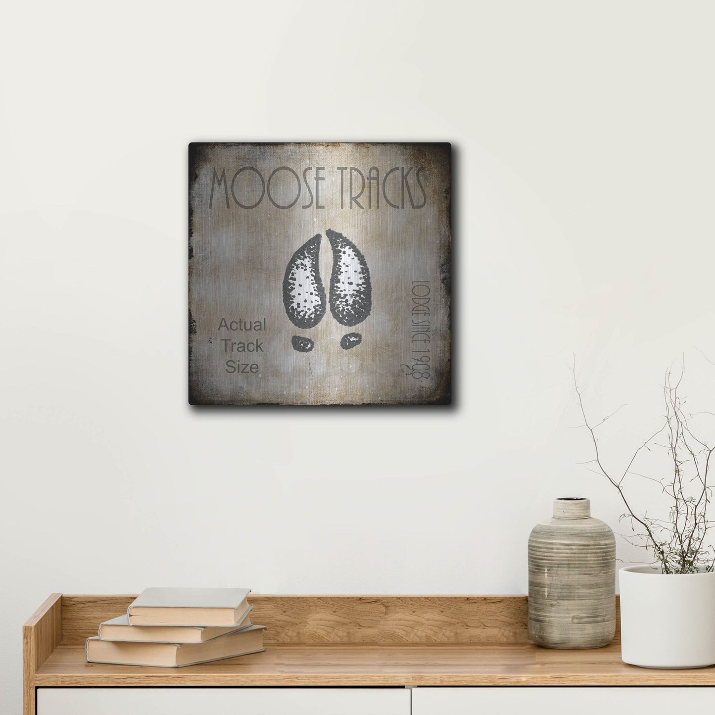 Luxe Metal Art 'Moose Lodge 2 - Moose Tracks 2' by Lightbox Journal, Metal Wall Art,12x12