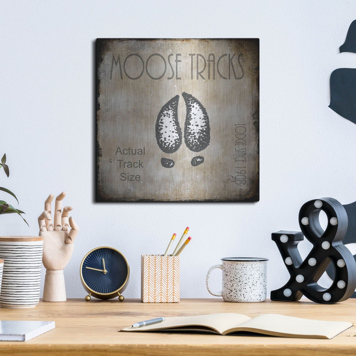 Luxe Metal Art 'Moose Lodge 2 - Moose Tracks 2' by Lightbox Journal, Metal Wall Art,12x12