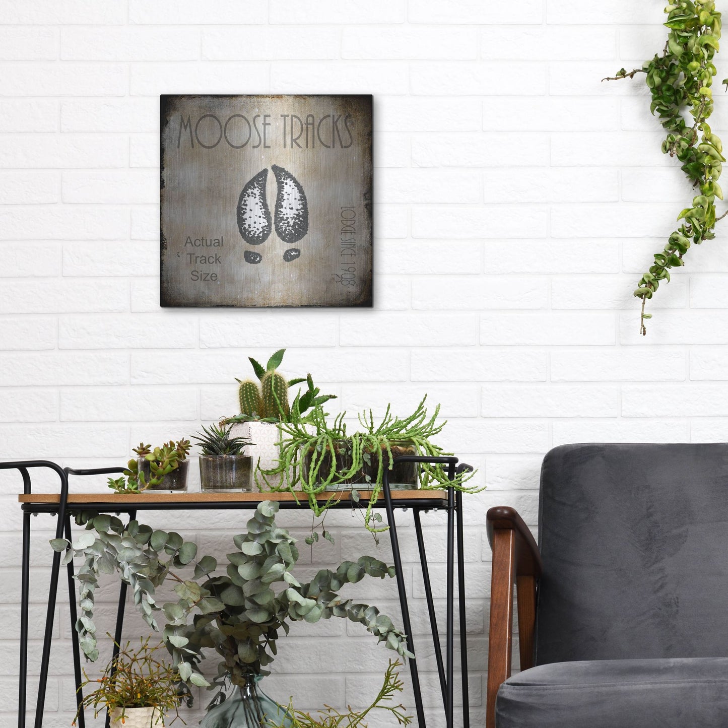 Luxe Metal Art 'Moose Lodge 2 - Moose Tracks 2' by Lightbox Journal, Metal Wall Art,12x12