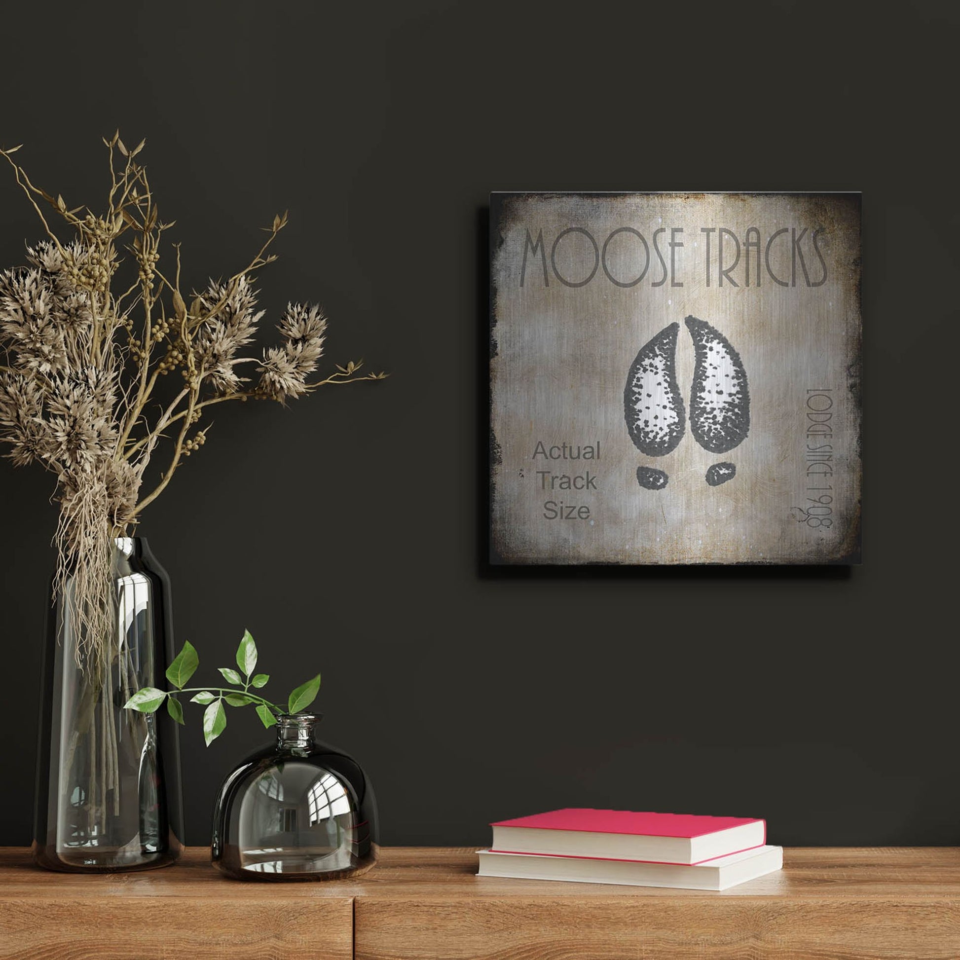 Luxe Metal Art 'Moose Lodge 2 - Moose Tracks 2' by Lightbox Journal, Metal Wall Art,12x12
