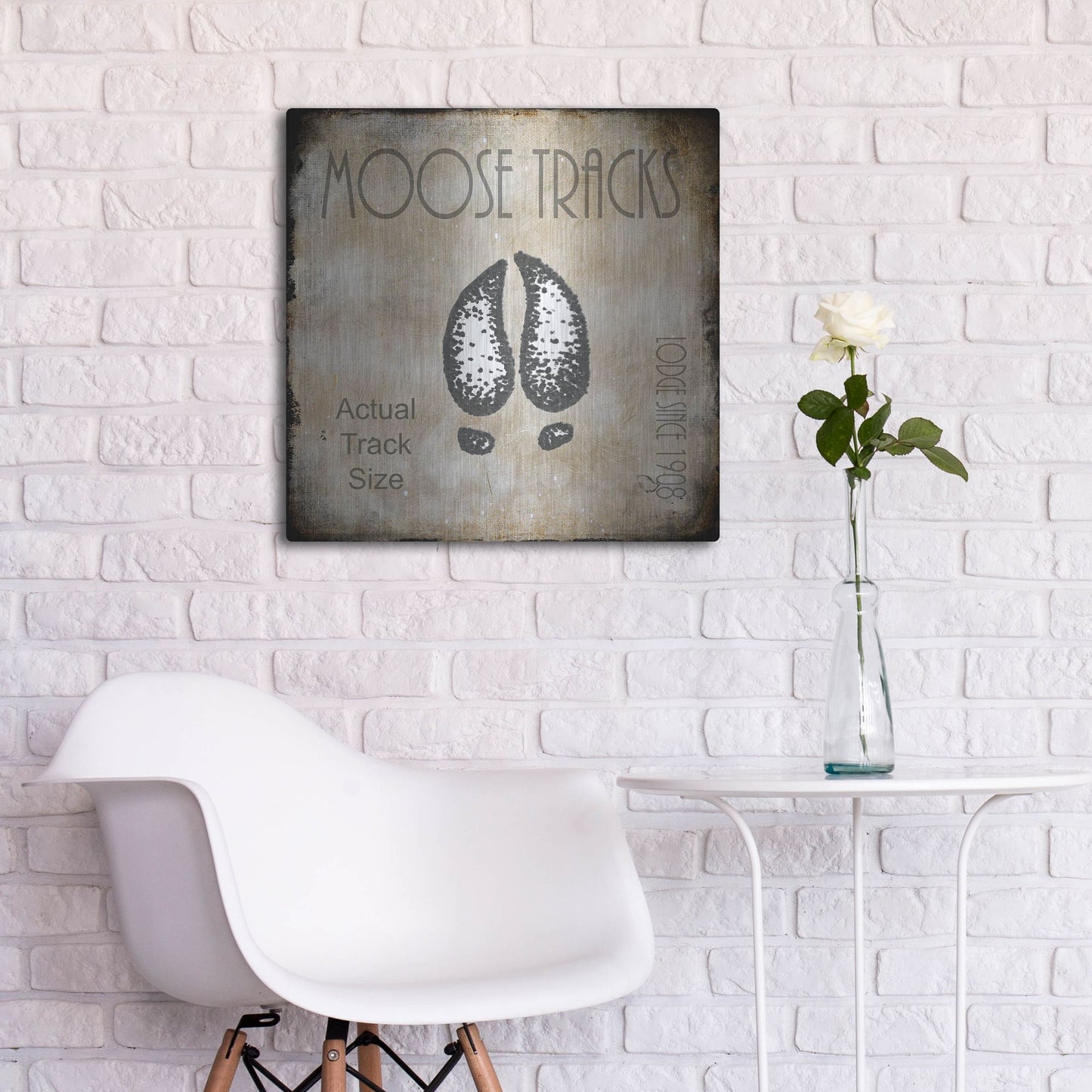 Luxe Metal Art 'Moose Lodge 2 - Moose Tracks 2' by Lightbox Journal, Metal Wall Art,24x24