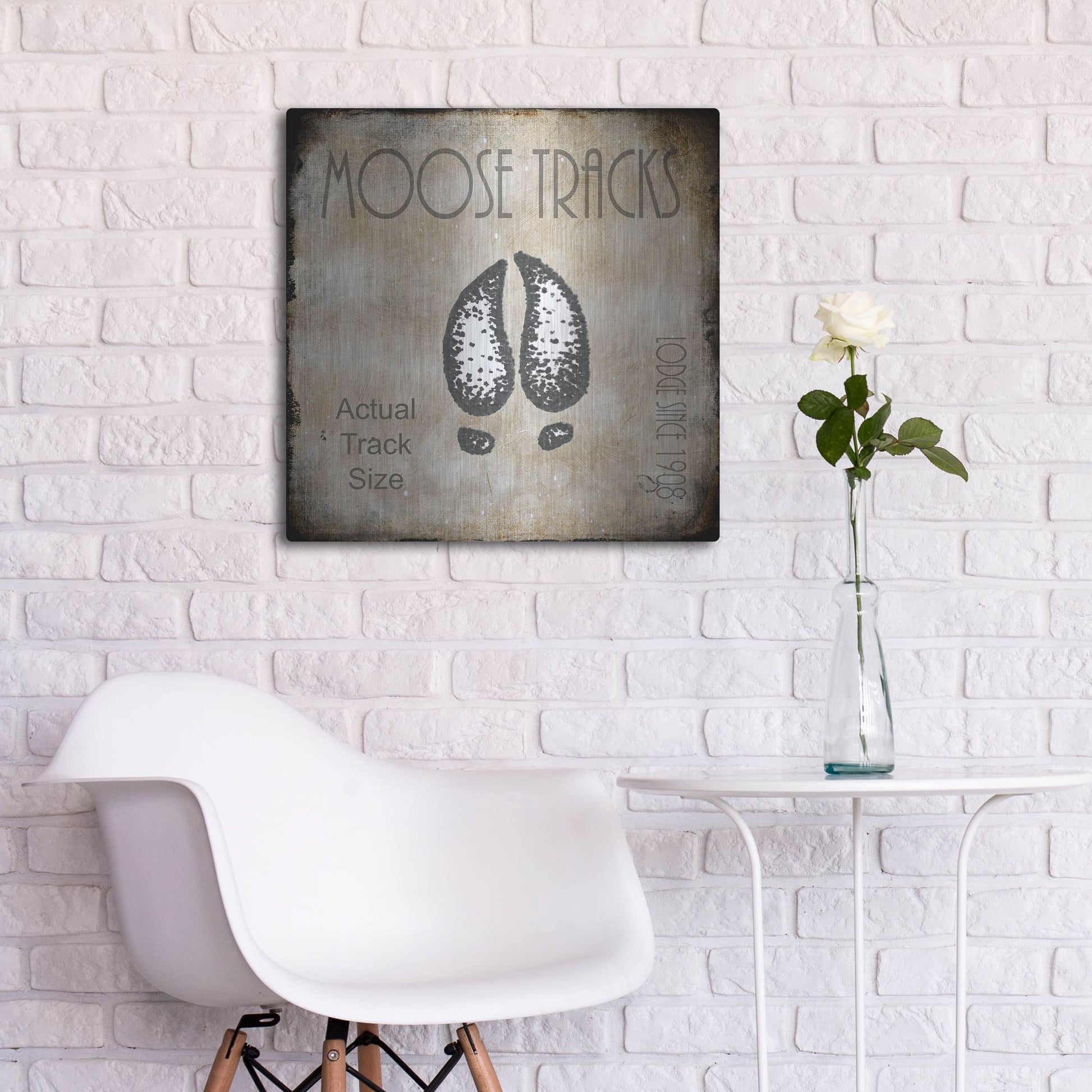 Luxe Metal Art 'Moose Lodge 2 - Moose Tracks 2' by Lightbox Journal, Metal Wall Art,24x24