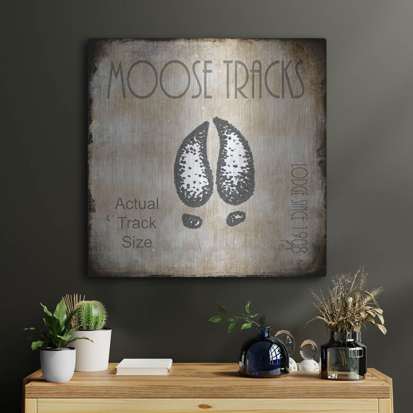 Luxe Metal Art 'Moose Lodge 2 - Moose Tracks 2' by Lightbox Journal, Metal Wall Art,24x24