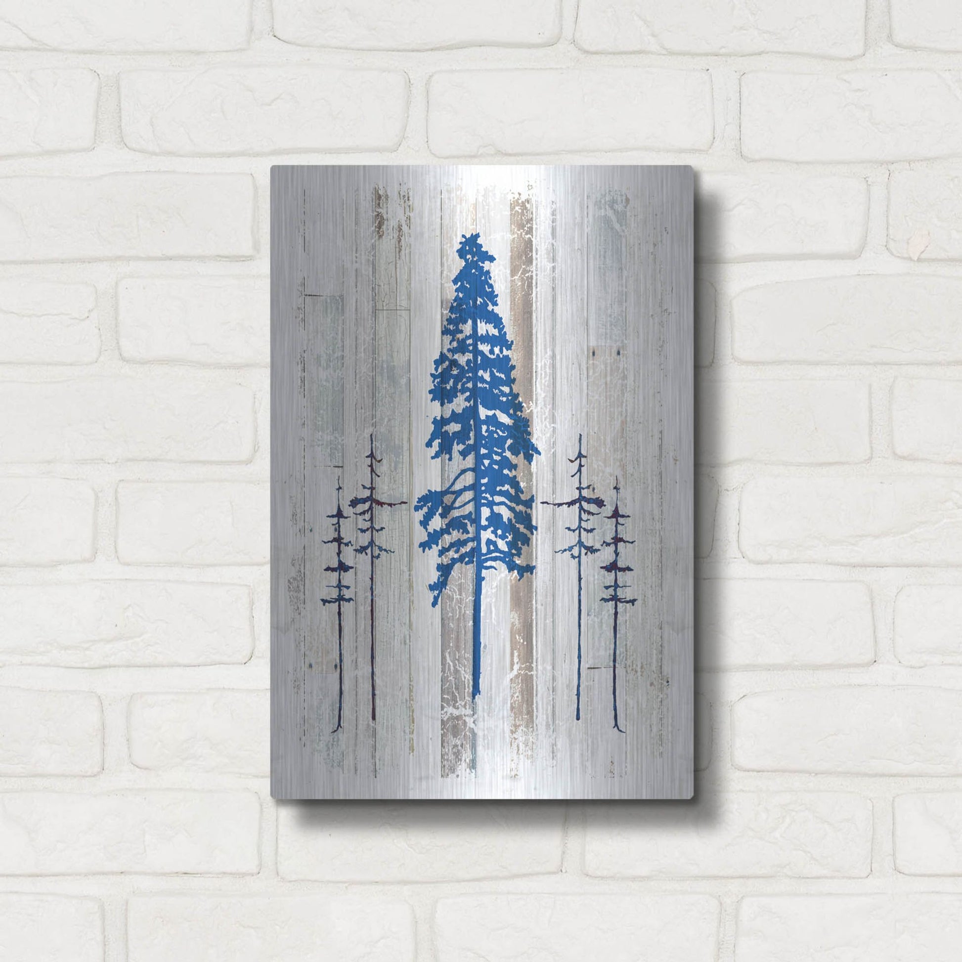 Luxe Metal Art 'The Blue Moose - Lodge Pole Pine' by Lightbox Journal, Metal Wall Art,12x16