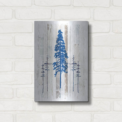 Luxe Metal Art 'The Blue Moose - Lodge Pole Pine' by Lightbox Journal, Metal Wall Art,12x16