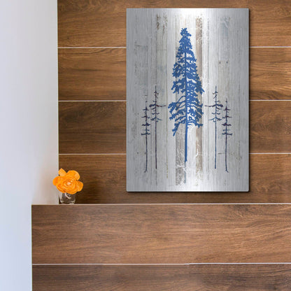 Luxe Metal Art 'The Blue Moose - Lodge Pole Pine' by Lightbox Journal, Metal Wall Art,12x16