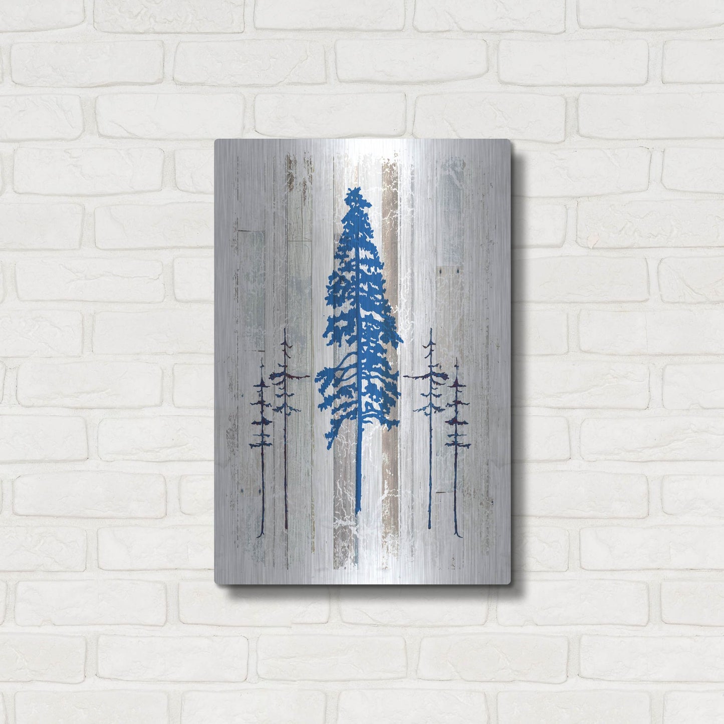 Luxe Metal Art 'The Blue Moose - Lodge Pole Pine' by Lightbox Journal, Metal Wall Art,16x24