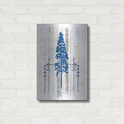 Luxe Metal Art 'The Blue Moose - Lodge Pole Pine' by Lightbox Journal, Metal Wall Art,16x24