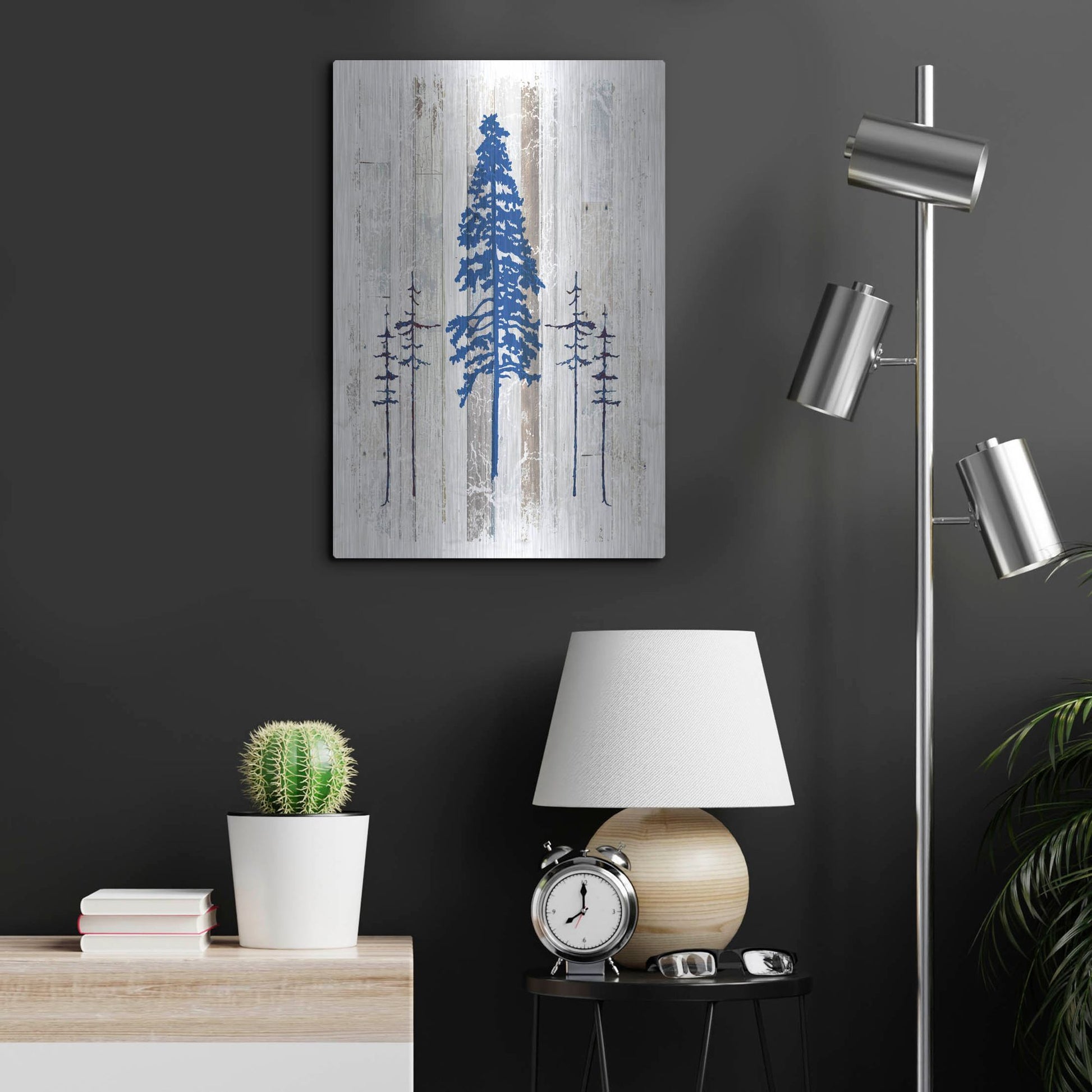 Luxe Metal Art 'The Blue Moose - Lodge Pole Pine' by Lightbox Journal, Metal Wall Art,16x24