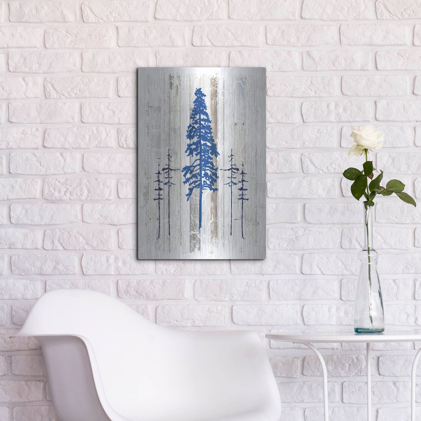 Luxe Metal Art 'The Blue Moose - Lodge Pole Pine' by Lightbox Journal, Metal Wall Art,16x24