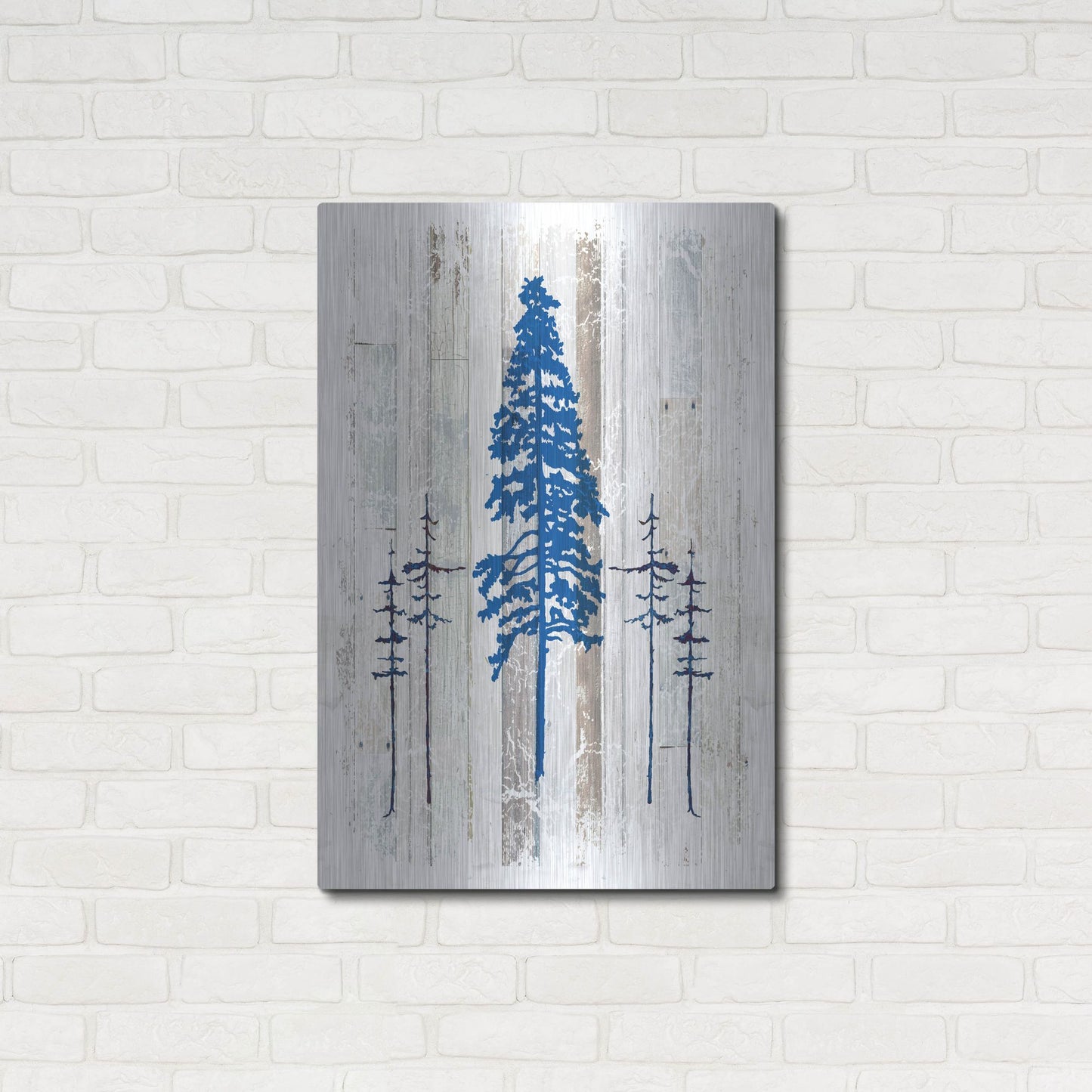 Luxe Metal Art 'The Blue Moose - Lodge Pole Pine' by Lightbox Journal, Metal Wall Art,24x36