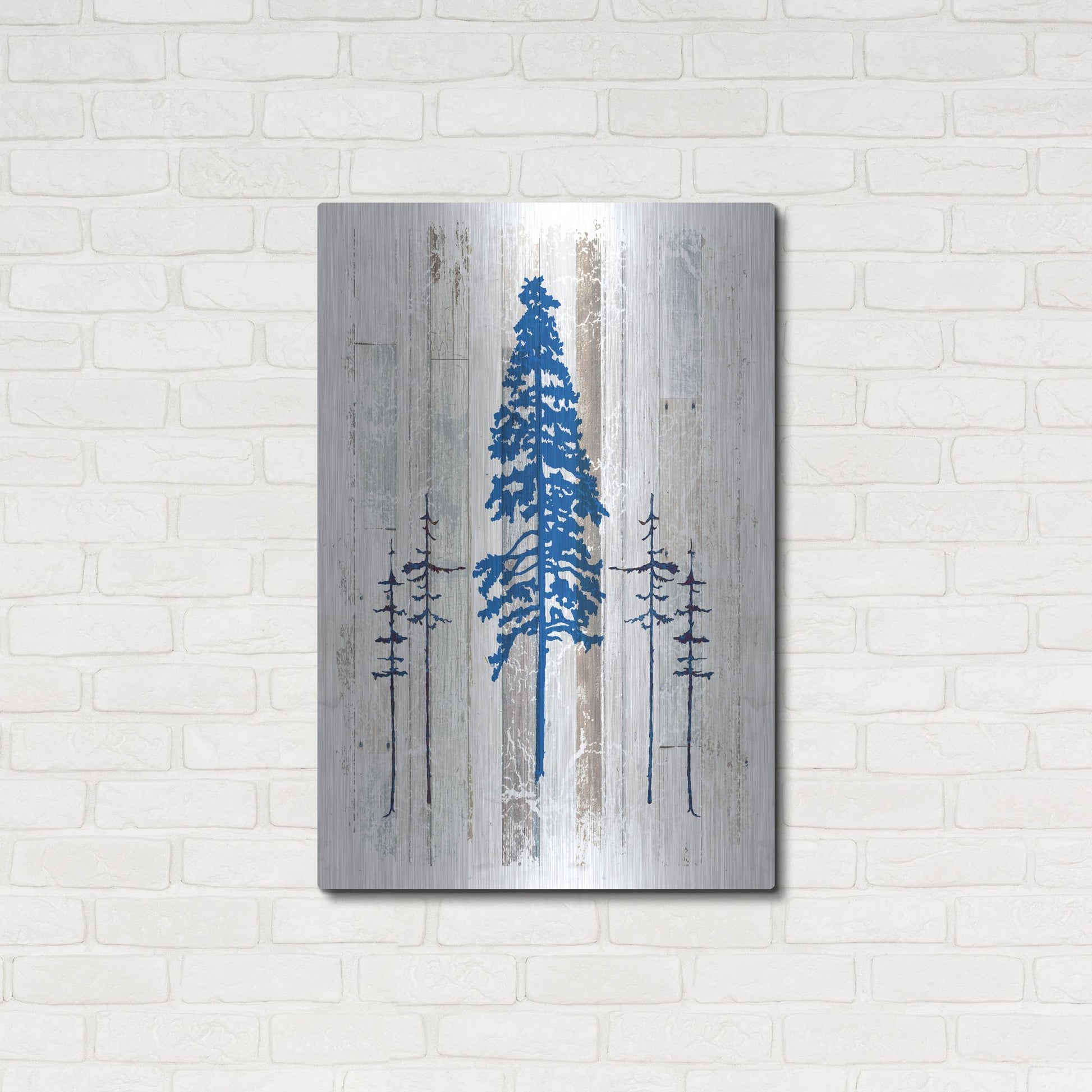 Luxe Metal Art 'The Blue Moose - Lodge Pole Pine' by Lightbox Journal, Metal Wall Art,24x36