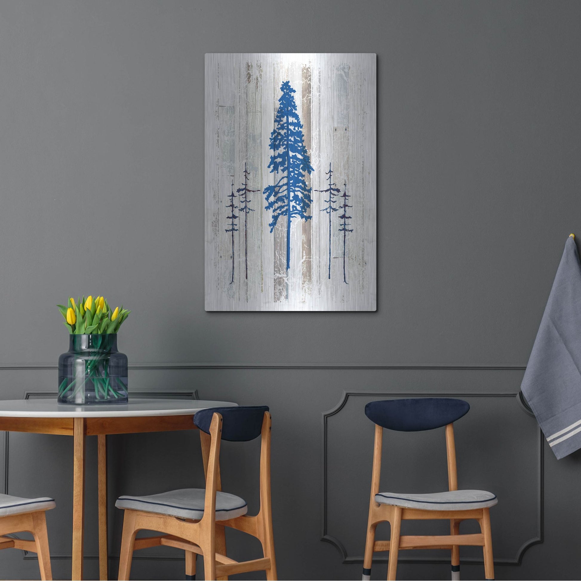 Luxe Metal Art 'The Blue Moose - Lodge Pole Pine' by Lightbox Journal, Metal Wall Art,24x36