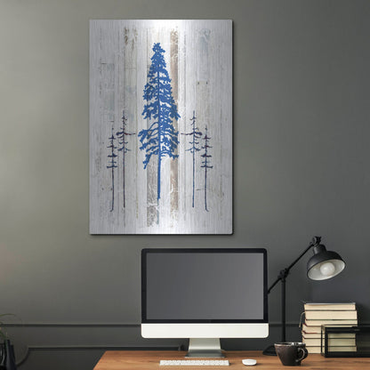 Luxe Metal Art 'The Blue Moose - Lodge Pole Pine' by Lightbox Journal, Metal Wall Art,24x36
