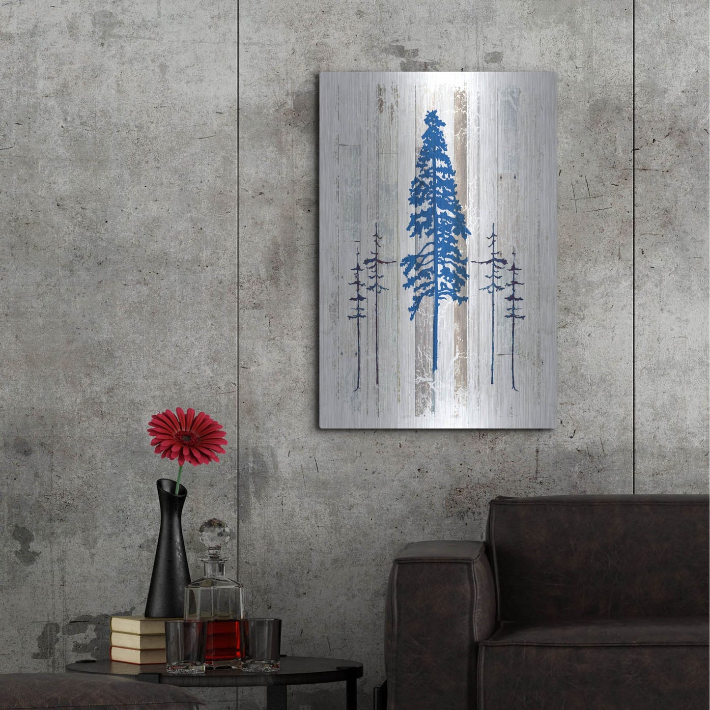 Luxe Metal Art 'The Blue Moose - Lodge Pole Pine' by Lightbox Journal, Metal Wall Art,24x36