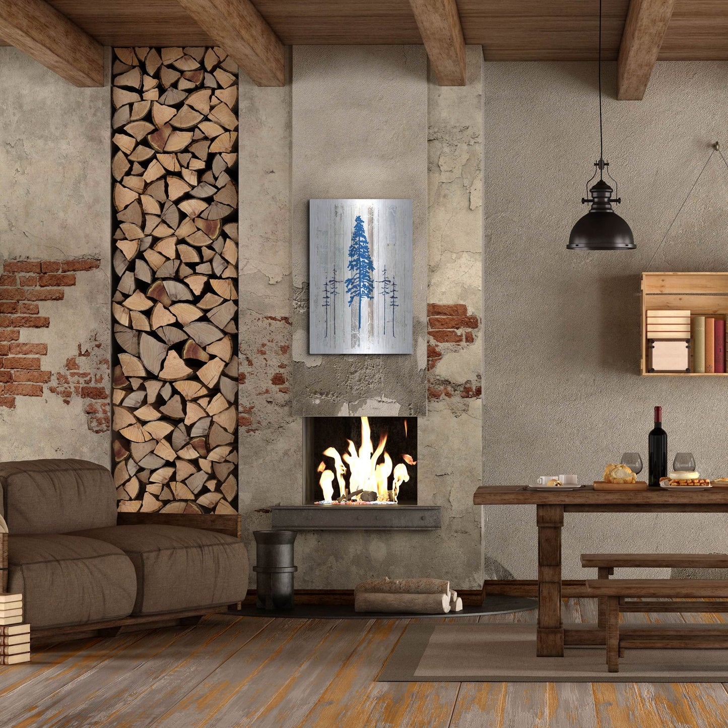 Luxe Metal Art 'The Blue Moose - Lodge Pole Pine' by Lightbox Journal, Metal Wall Art,24x36