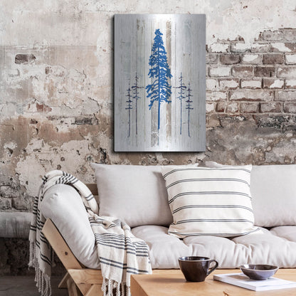 Luxe Metal Art 'The Blue Moose - Lodge Pole Pine' by Lightbox Journal, Metal Wall Art,24x36