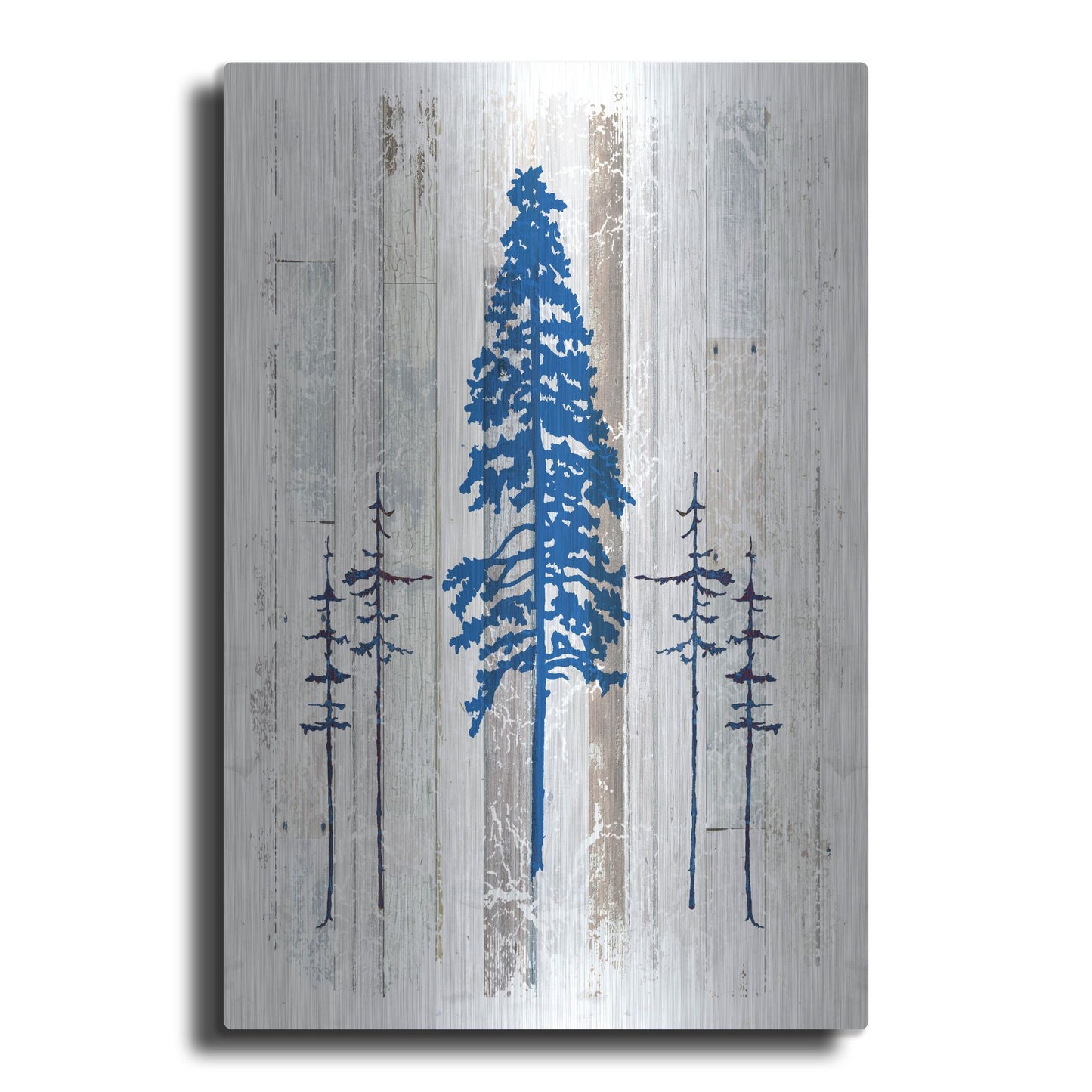 Luxe Metal Art 'The Blue Moose - Lodge Pole Pine' by Lightbox Journal, Metal Wall Art