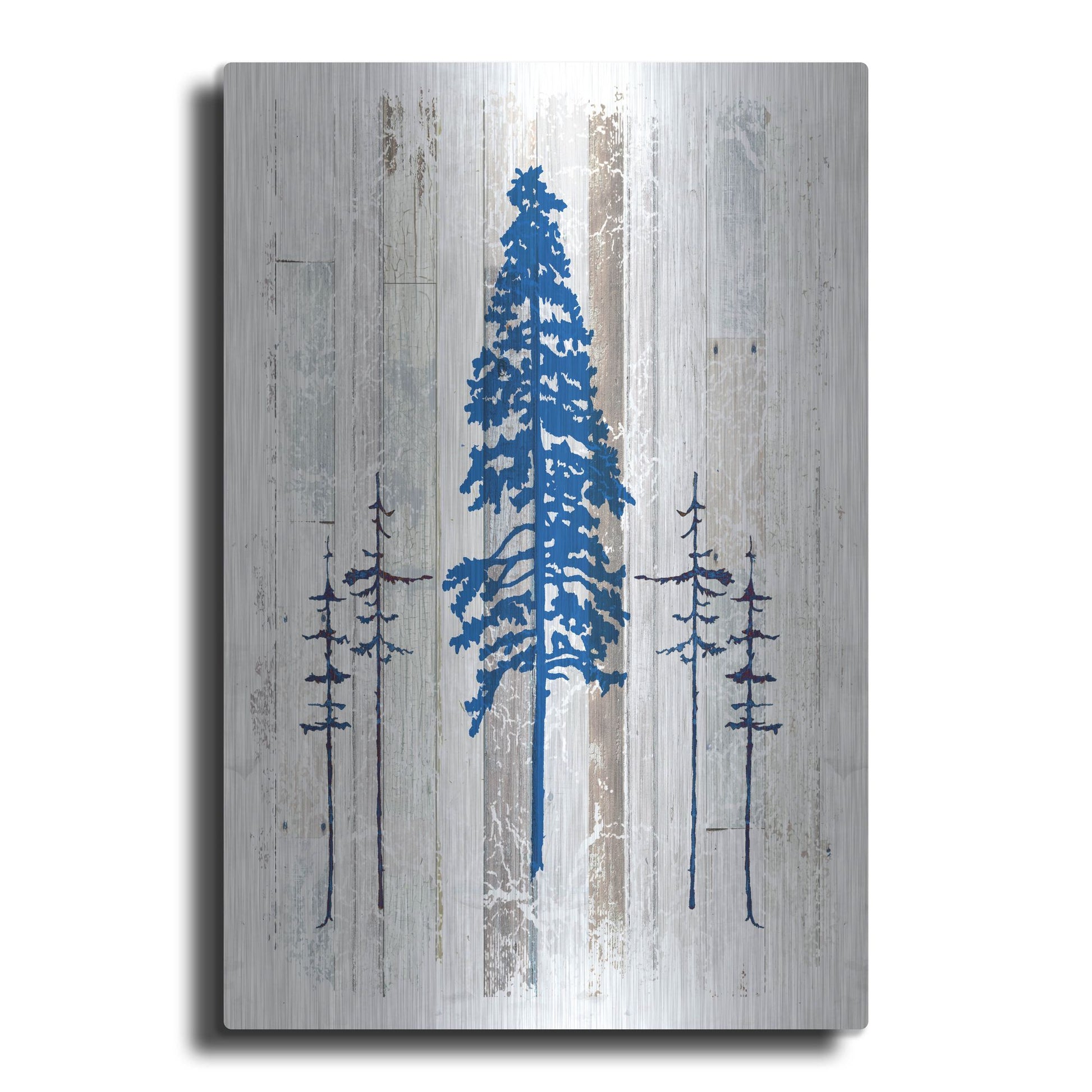 Luxe Metal Art 'The Blue Moose - Lodge Pole Pine' by Lightbox Journal, Metal Wall Art