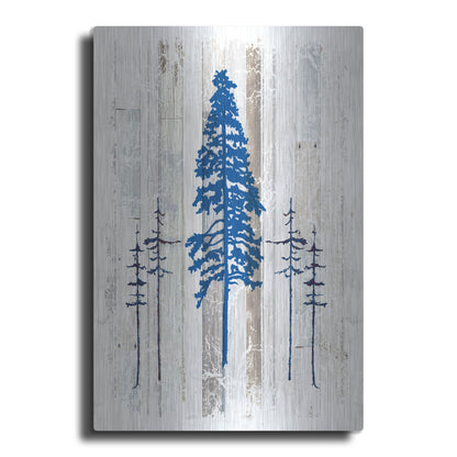 Luxe Metal Art 'The Blue Moose - Lodge Pole Pine' by Lightbox Journal, Metal Wall Art