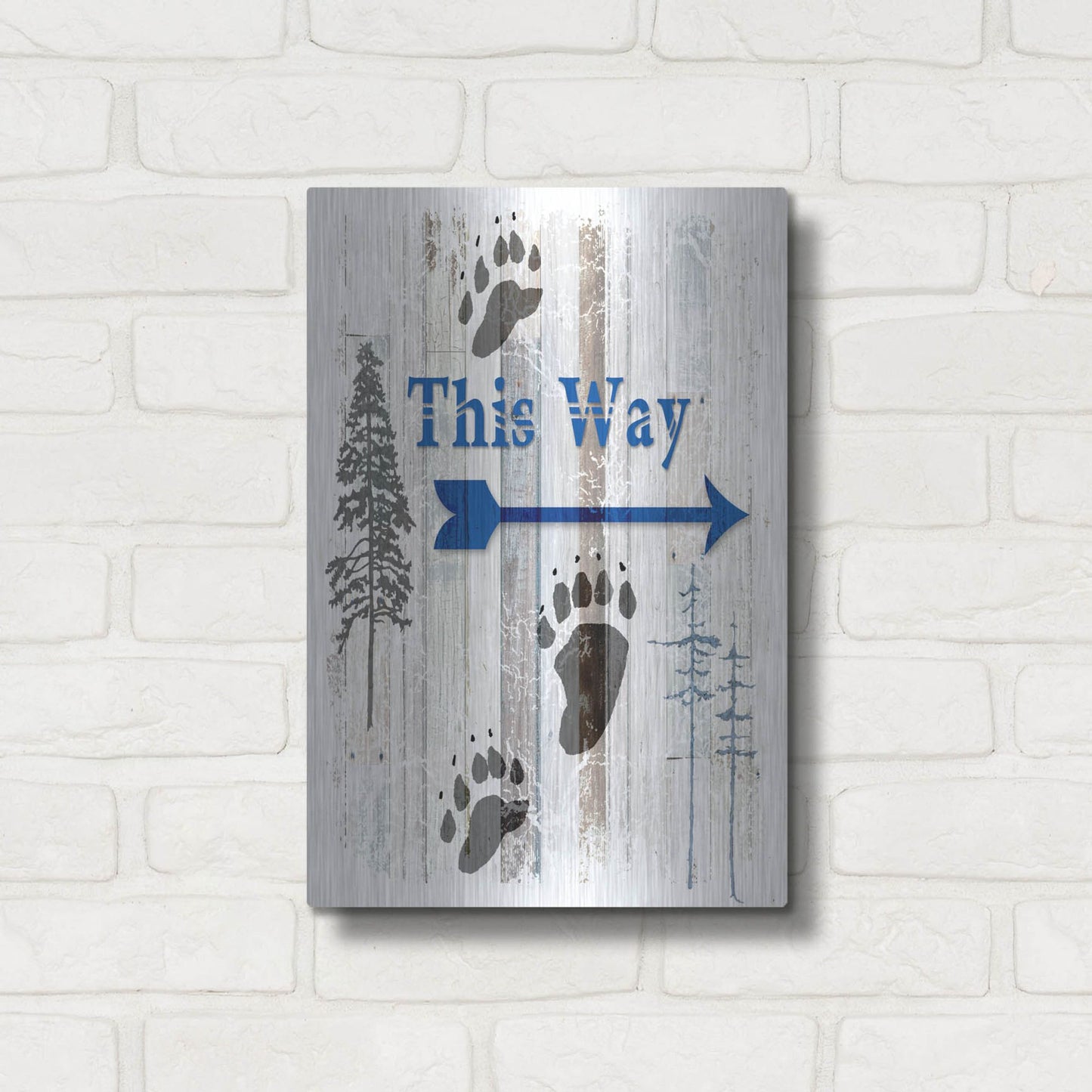 Luxe Metal Art 'The Blue Moose - This Way II' by Lightbox Journal, Metal Wall Art,12x16