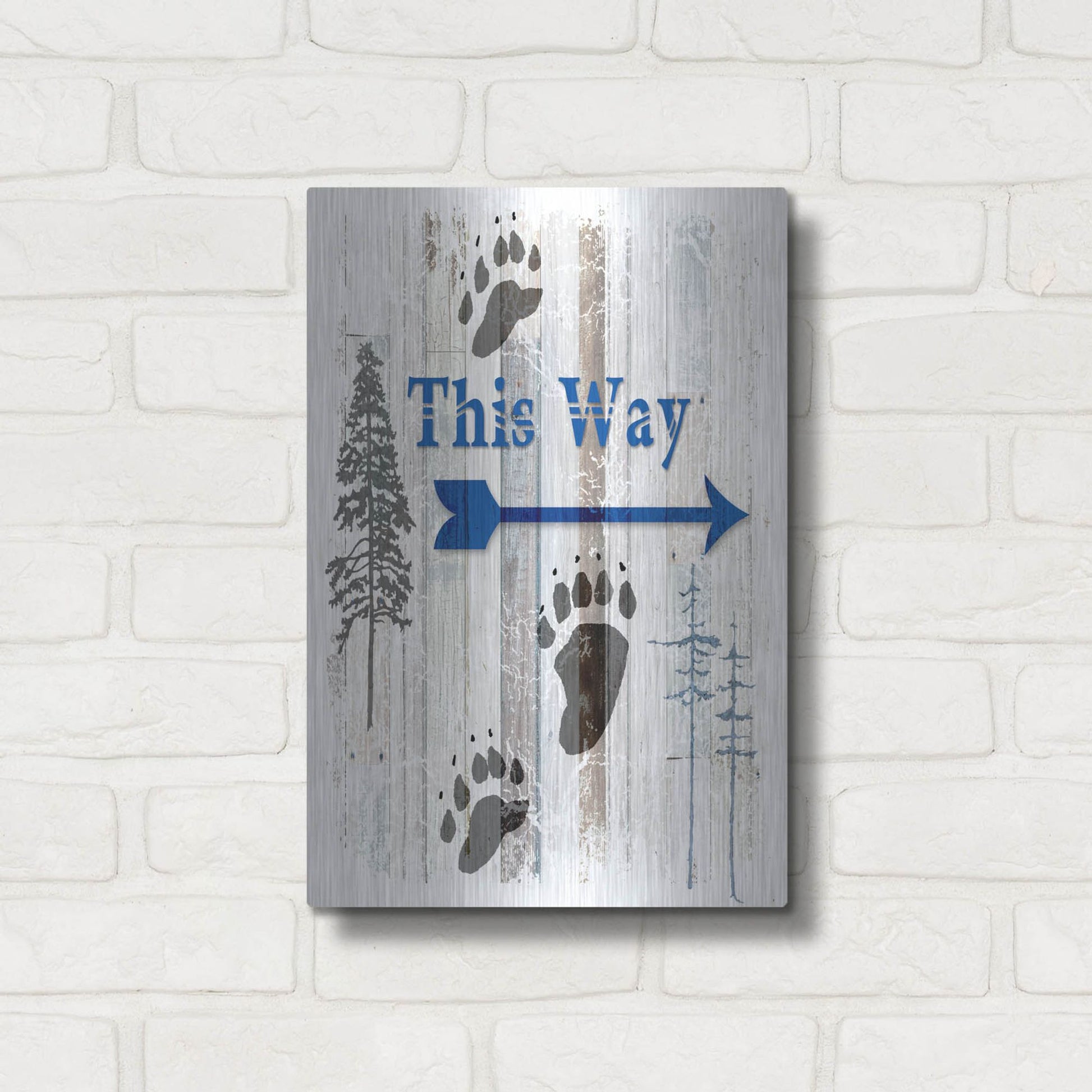 Luxe Metal Art 'The Blue Moose - This Way II' by Lightbox Journal, Metal Wall Art,12x16