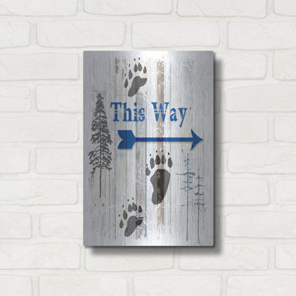 Luxe Metal Art 'The Blue Moose - This Way II' by Lightbox Journal, Metal Wall Art,12x16