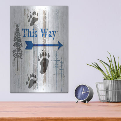 Luxe Metal Art 'The Blue Moose - This Way II' by Lightbox Journal, Metal Wall Art,12x16